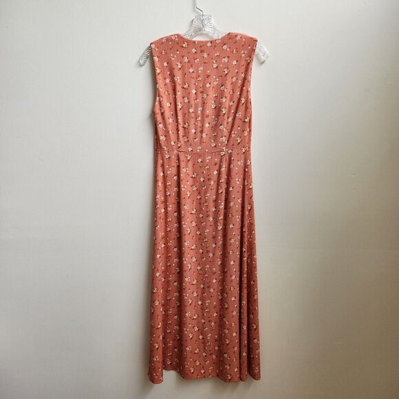 Ellisworth & Ivey Dress Womens S Coral Floral Maxi Front Button Cottagecore Boho - Picture 6 of 16